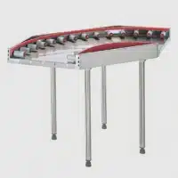 Table à rouleau avec plage et dosseret en virage à 90°, 4 pieds 1100 x 1100 mm