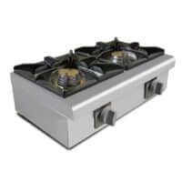 Réchaud gaz à poser en acier inox 2 feux 6+6 kW