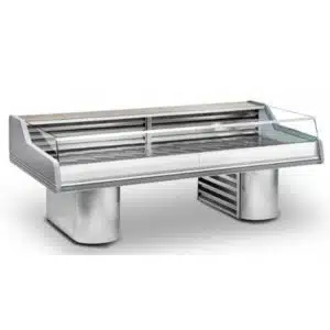 Vitrine réfrigérée d'exposition poisson, avec groupe incorporé, libre service, L avec joues 1500 mm