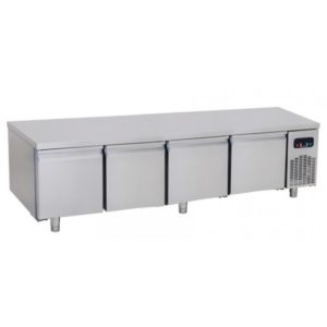 Soubassement réfrigéré 4 portes, froid positif, profondeur 700 mm, 550 L