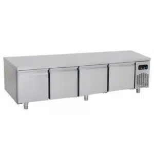 Soubassement réfrigéré 4 portes, froid positif, profondeur 700 mm, 550 L