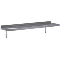 Étagère professionnelle inox cuisine avec dosseret arrière murale pleine P 400 mm