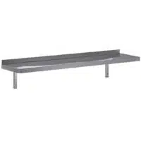 Étagère professionnelle inox cuisine avec dosseret arrière murale pleine P 400 mm