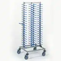 Chariot porte-assiettes garnies 4 piles : 60 assiettes longueur 730 mm