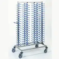 Chariot porte-assiettes garnies, 6 piles : 120 assiettes, longueur 1040 mm