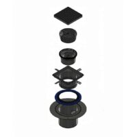 Siphon en inox avec grille caillebotis crantée brise.