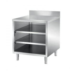 Meuble ouvert, avec dosseret, dessus lisse 2 étagères pleines, profondeur 700 mm