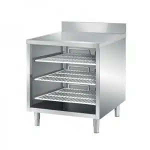 Meuble ouvert, avec dosseret, dessus lisse 3 étagères filaires, profondeur 700 mm