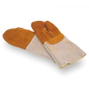 Moufles de défournement, en cuir marron, longueur 380 mm