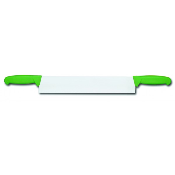 Couteau à fromage droit 2 manches, manche polypropylène vert, L lame 400 mm