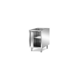 Meuble neutre ouvert, inox, avec étagère