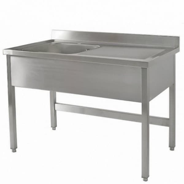 Plonge démontable 1 bac avec égouttoir à droite, L 1200 x P 700 x H 900 mm