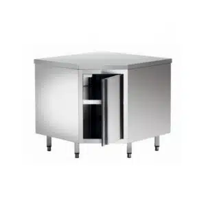 Meuble d'angle 1 porte, acier inox, L 1000 x P 1000 x H 600x900 mm