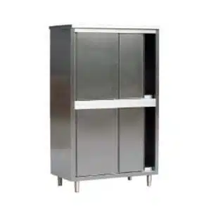 Armoire haute renforcée, 4 portes coulissantes, acier inox, L 1000 x P 600 x H 2000 mm