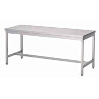 Table de travail inox sans sous-tablette, renfort au milieu, L 1400 x P 600 x H 880 mm (réglable jusqu'au 900 mm), sur mesure