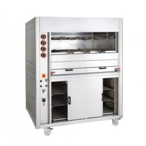 Grill à gaz rotatif multifonctions avec armoire chaude, ligne 900 double, modèle CRGM, longueur 1900 mm