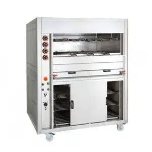 Grill à gaz rotatif multifonctions avec armoire chaude, ligne 900 double, modèle CRGM, longueur 1900 mm