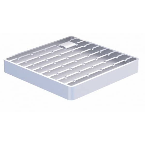 Grille classe R50, a barreaux anti dérapant Passivée pour caniveau Modul 20, cadre 250 x 250 mm