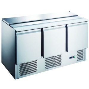 Saladette réfrigérée, +2 + 8 °C, 368 L, plan de travail inox