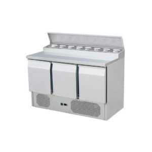 Saladette réfrigérée, +2 + 8 °C, 368 L, plan de travail inox