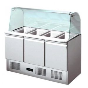 Saladette réfrigérée, +2 + 8 °C, 368 L, 3 portes