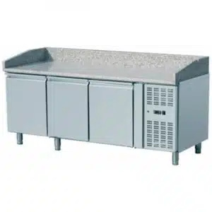 Table à pizza, -2 + 8 °C, 390 L, 210 W, surface en granit, 2 portes