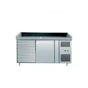 Table à pizza, -2 + 8 °C, 390 L, 210 W, surface en granit