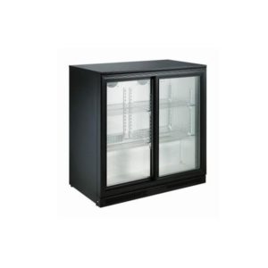Desserte réfrigérée arrière de bar, 2 portes coulissantes vitrées, 228 L, noir