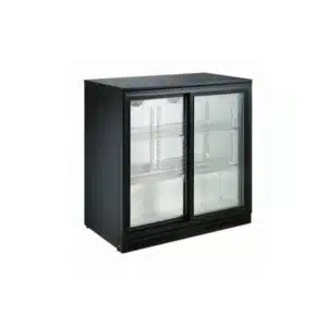 Desserte réfrigérée arrière de bar, 2 portes coulissantes vitrées, 228 L, noir