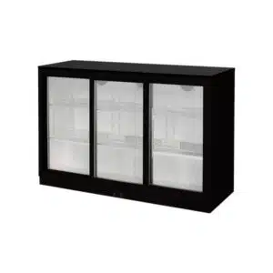 Desserte réfrigérée arrière de bar, 3 portes coulissantes, 338 L, noir