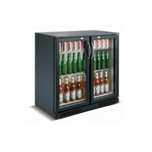 Desserte réfrigérée arrière de bar, 2 portes battantes, 228 L, noir