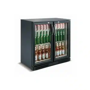 Desserte réfrigérée arrière de bar, 2 portes battantes, 228 L, noir