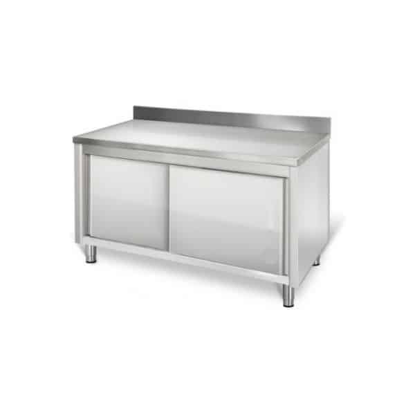 Placard inox, adossée, portes coulissantes, P 600 mm