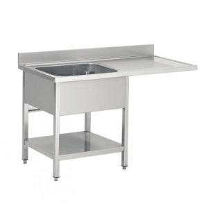 Plonge démontable, avec étagère, adossée, bac à gauche, acier inoxydable, L 1200 x P 600 x H 950 mm