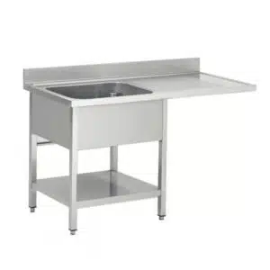 Plonge démontable, avec étagère, adossée, bac à gauche, acier inoxydable, L 1200 x P 600 x H 950 mm