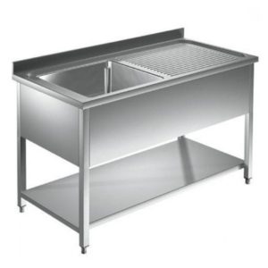 Plonge démontable, adossée, avec étagère, avec égouttoir et 1 bac, acier inoxydable, L 1000 x P 600 x H 950 mm