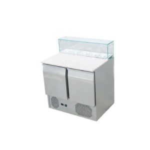 Saladette réfrigérée, +2 + 8 °C, 288 L, plan de travail granit, 2 portes