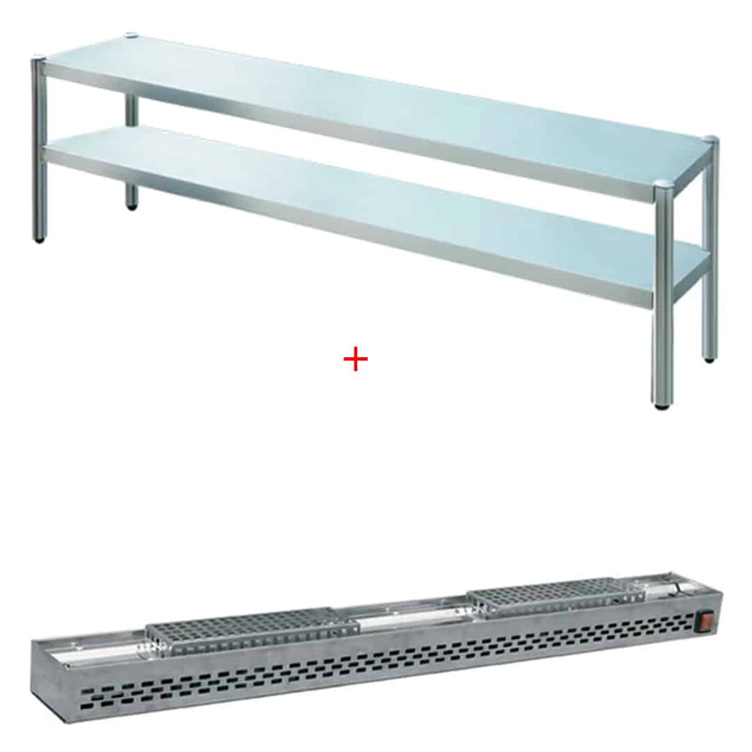 Rampe chauffante 2 niveaux L 1200 mm, 1050 W