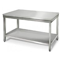Table démontable en inox pieds carrés ajustables profondeur 600 mm