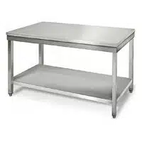 Table démontable en inox pieds carrés ajustables profondeur 600 mm