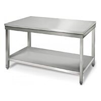 Table démontable en inox pieds carrés ajustables profondeur 700 mm