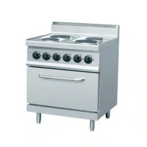 Fourneau électrique, 4 feux, inox AISI 304, avec four