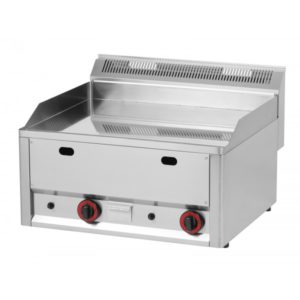 Plaque à snacker gaz, en acier, double lisse, 2 foyers, 8 kW