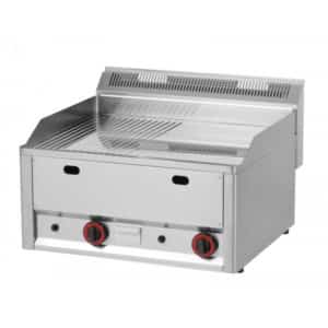 Plaque à snacker gaz, double mi-rainurée/mi-lisse, 2 foyers, 8 kW
