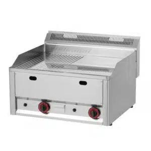 Plaque à snacker gaz, double mi-rainurée/mi-lisse, 2 foyers, 8 kW