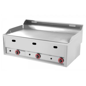 Plaque à snacker gaz, triple lisse, 3 foyers, 12 kW