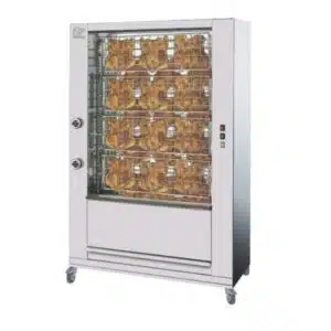 Rôtissoire gaz tout inox, 9 broches crapaudines