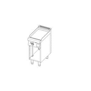 Fry top gaz, plaque lisse, sans porte, profondeur 720