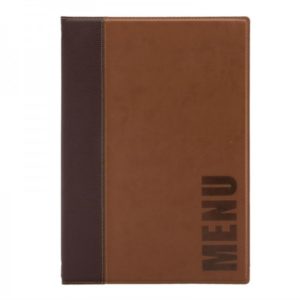 Protège-menu contemporain Securit marron clair, cuir synthétique
