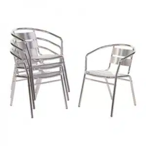 Fauteuils empilables Bolero, en aluminium